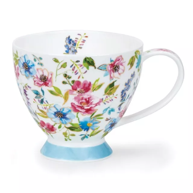 Dunoon Fleurs Azul Oro Jumbo 0,42L Taza de Té Jarra Café Skye