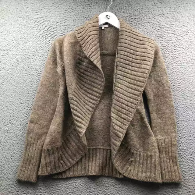 Vince Open Front Wool Cardigan Sweater Women's Small S Chunky Knit Brown