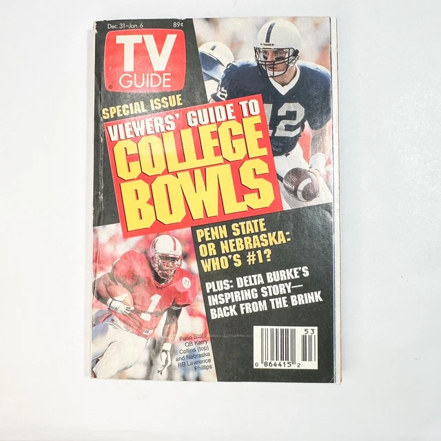 TV GUIDE MAGAZINE December 30th 1995 College Bowls Penn State, Nebraska