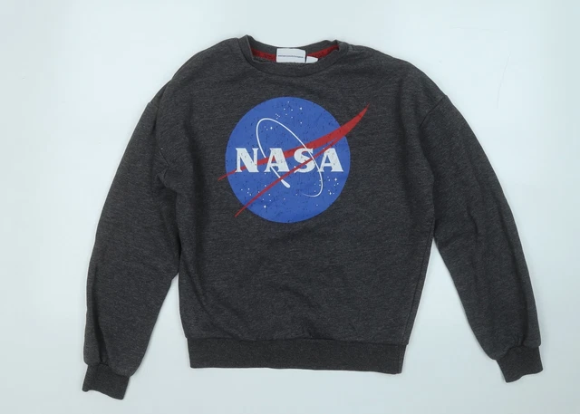 FELPA PULLOVER DA donna grigia cotone Primark taglia 6 NASA EUR