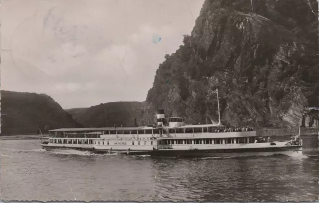 AK/ Postkarte : Raddampfer Mainz - Bordstempel 1957 - Köln Rheindampfschiffahrt