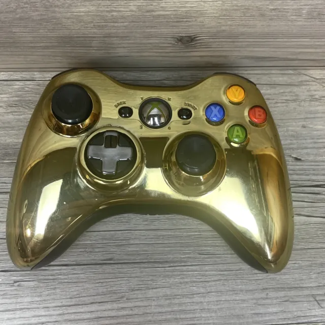 Original OEM Microsoft Xbox 360 Special Edition Gold Chrome Controller For Parts