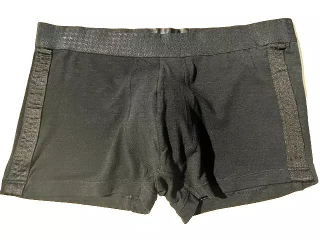 New 2(X)IST Blk Tencel Satin Stripe Boxer Trunk Brief Underwear sz L #276  2xist