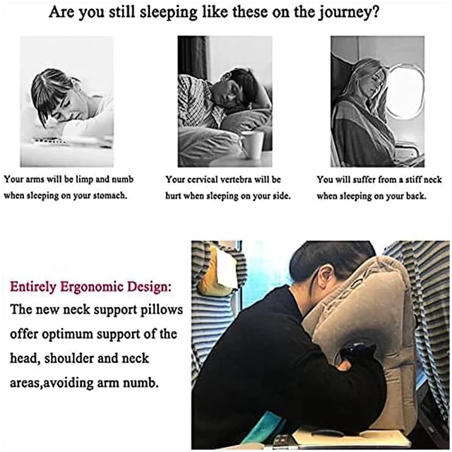 NEW Inflatable Air Travel Pillow Airplane Office Nap Rest Neck Head Chin Cushion 6