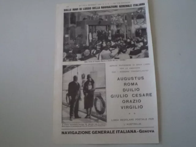 advertising Pubblicità 1928 NAVIGAZIONE GENERALE ITALIANA - GENOVA