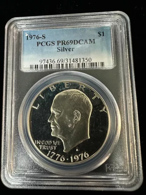 1976-S Eisenhower IKE Silver Dollar PCGS PR69DCAM ~ Proof PR 69 DCAM Deep Cameo