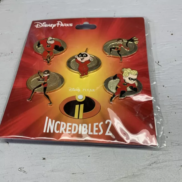 Disney Park Pixar THE INCREDIBLES 2 Pin Booster Pack Trading Set of 5 NEW