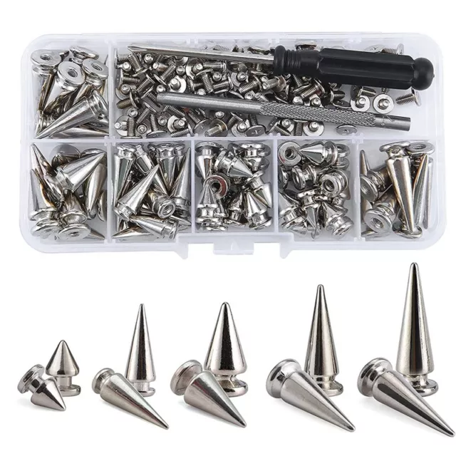 70 Sets Silver Mixed Shape Spikes and Studs Cone Croc Spikes Leather Rivet9569