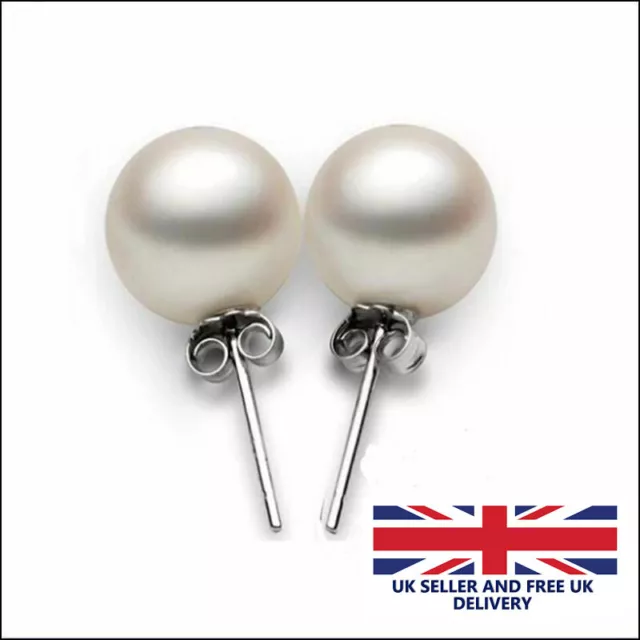 Freshwater Pearl Stud Earrings Natural Genuine Akoya Sterling Silver AAA UK