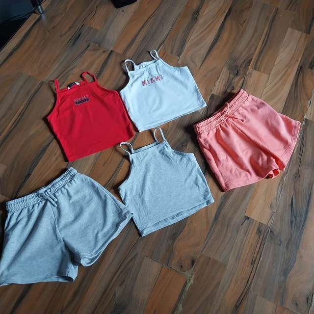 Girls clothes bundle three T-shirts and two prs shorts Asda age 10-11 years. VGC