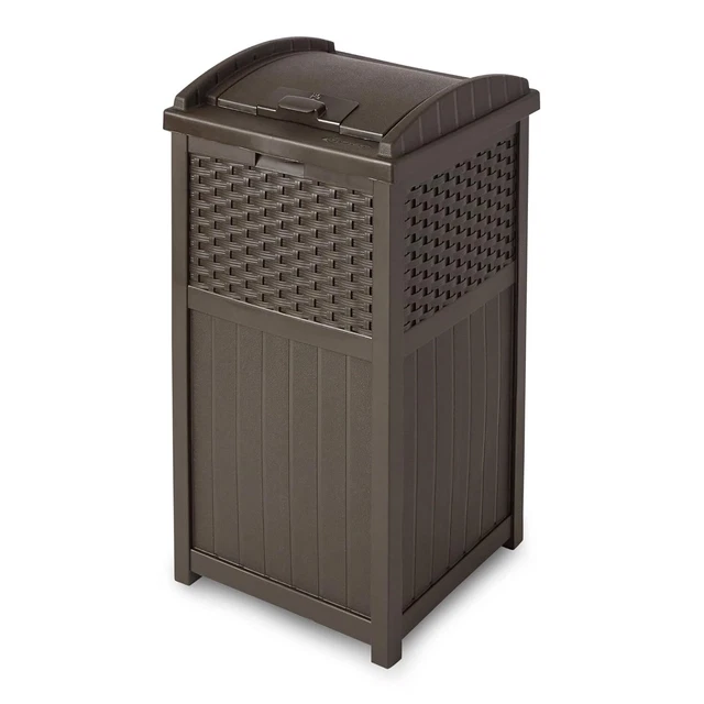 33 GALLON HIDEAWAY Can Resin Outdoor Trash with Lid Use in Backyard 53