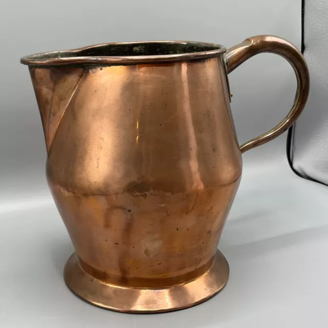 Large Antique Georgian Copper Jug Pitcher English 1 Gallon 8 Pint Early 19C Old 2