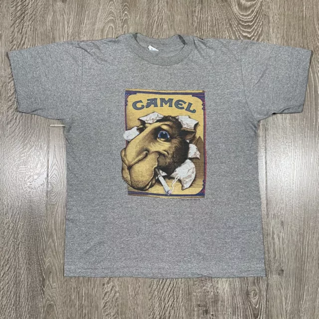 Vintage 80s Camel Joe T-Shirt Heather GREY LARGE fit MEDIUM