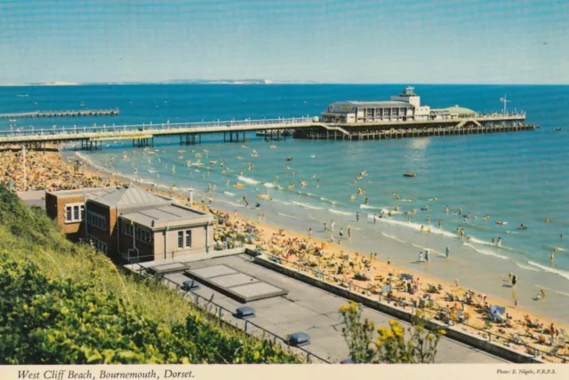 Postcard West Cliff Beach Bournemouth Dorset [ John Hinde ] Pier Int My Ref TO