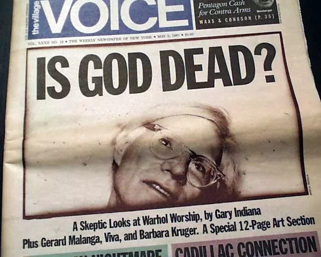 Artist ANDY WARHOL "Is God Dead ?" Greenwich Village NYC Death 1987 Newspaper