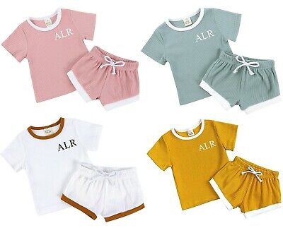 Personalised Girls Baby Shorts T Shirt Top Outfit Loungewear 6 Mths - 4 Yrs