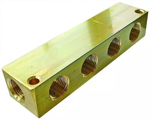 MB04/10 Brass Single Sided Manifold Block BSPP Female Inlet 1/4" - 10x Outlets