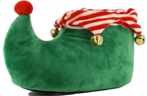 Christmas Elf Slippers  Unisex Jingle Bell Novelty Adults UK L (7-8) NEW