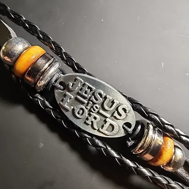 Jesus Is Lord Multi-Layer Braided Leather Adjustable Christian Religion Bracelet