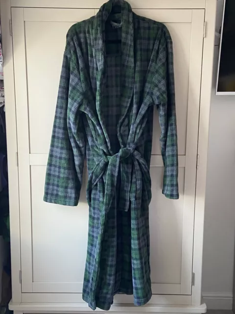 Howick Green Check Velour Dressing Gown Size L