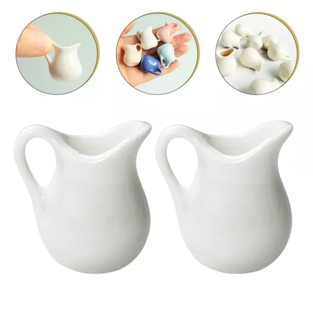 2 Pcs Weiß Keramik Mini-Milchkännchen Lebensmittelbehälter Blumentöpfe
