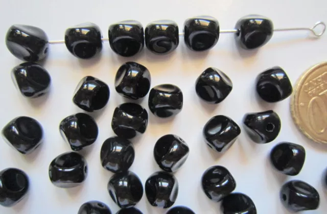 Perlas redondas triángulo cristal cerámico negro 8 mm X 25 UNIDADES abalorios