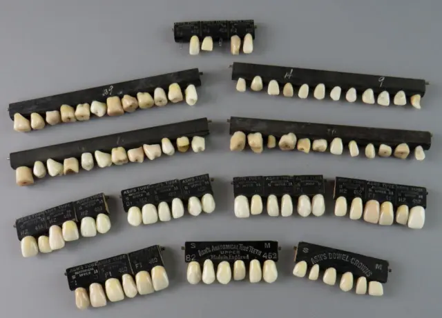 Group Lot Vintage Ash's Tube False Teeth Tooth Crown Dentures & Others (90)