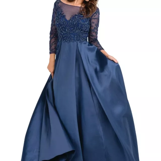 JVN By Jovani Evenings Collection JVN48833 Blue Beaded Satin Ball Gown Size 4