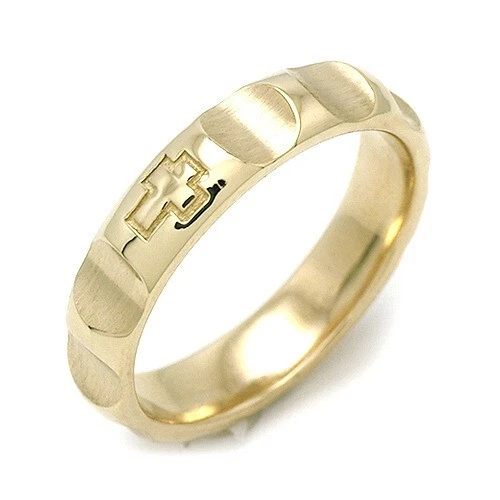 Rosary Ring PR33 10K Real Solid Gold Catholic Christian Ring (US 4 ~ 11)