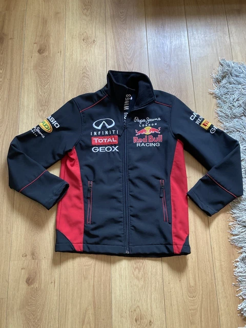 Giacca da squadra Red Bull Racing da uomo taglia piccola nera e rossa guscio morbido cerniera completa