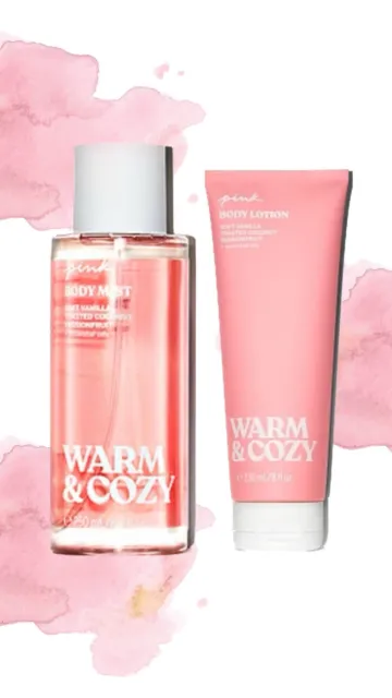 pink warm and cozy body mist + Lotion