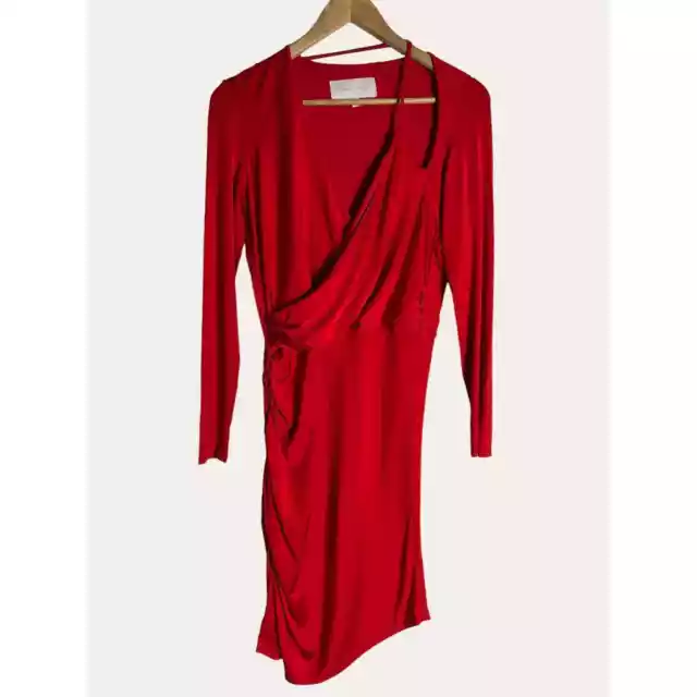 Michelle Mason REVOLVE Red Long Sleeve Mini Bodycon Dress Size L 2