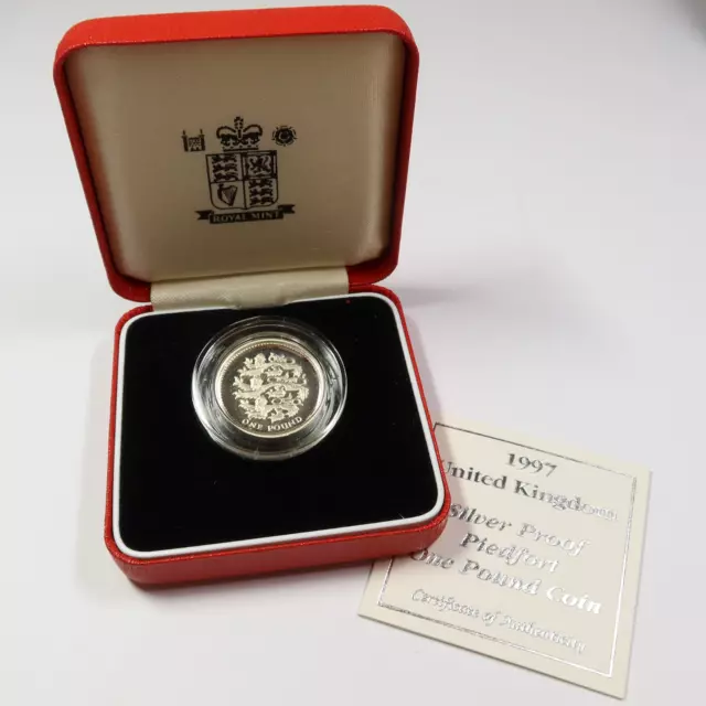 1997 UK United Kingdom - 1 Pound Silver Proof Piedfort Coin w/ Box & COA #45926Q