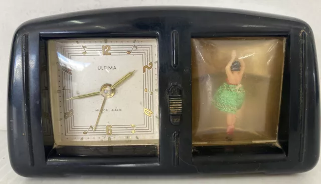 Vintage Fichter KG Germany 1940s Wind Up Music Alarm Dancing Ballerina Clock