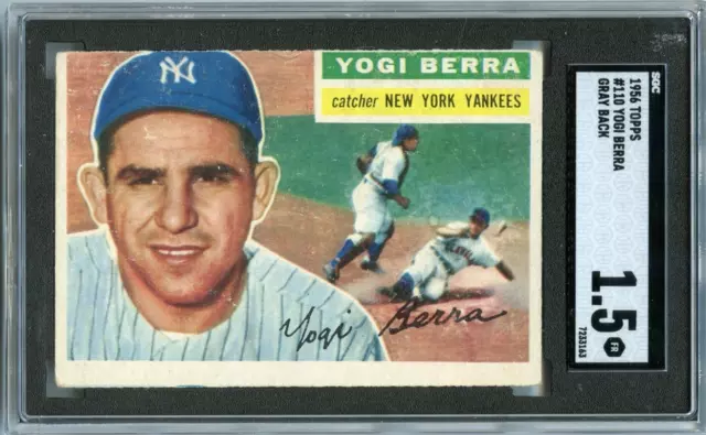 1956 Topps Yogi Berra New York Yankees #110 Gray ⭐️💥🎯 SGC Graded 1.5