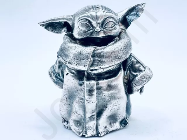 2.9 oz Hand Poured .999+ Fine Silver Bar Grogu Baby Yoda Investment Grade Art 3