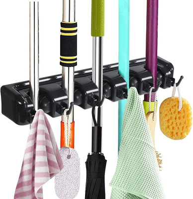 4 KG 3-H Mop Scopa Titolare Holder Organizer Portascopa da Muro portascope da Muro Portascopa e Portaspazzole in Acciaio di primavera Grigio 12 Pezzi 