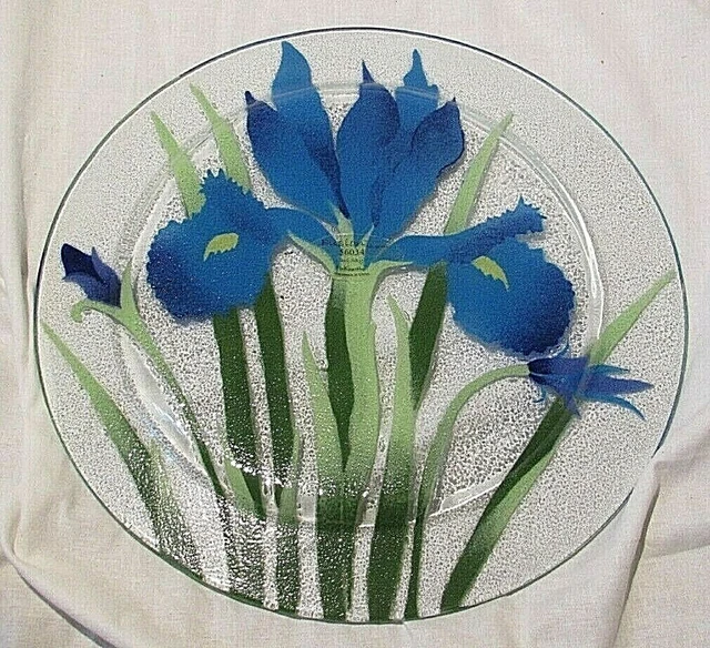 William McGrath InKogneto “Iris Sky” Fusion Art Glass Plate 11" Round SIGNED
