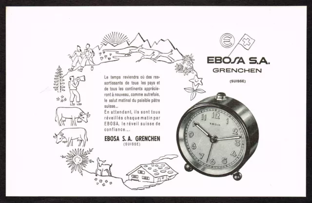 1940s Original Vintage Ebosa Alarm Clock Print Ad