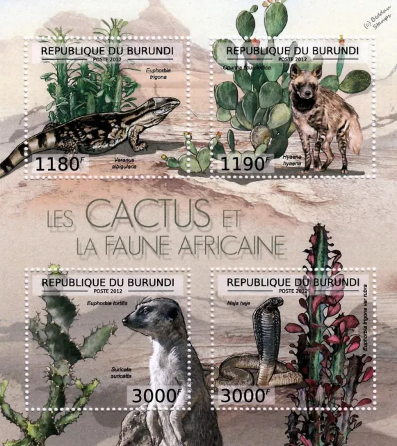 CACTUS & FAUNA of AFRICA / African Wildlife Stamp Sheet #1 of 7 (2012 Burundi)