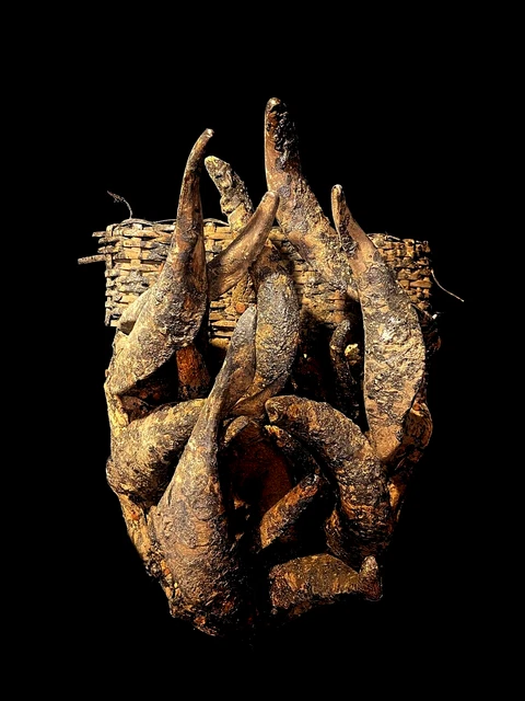 African Tribal Face Mask Rare & Old Tribal Used African Gela Guere War Horn-5419
