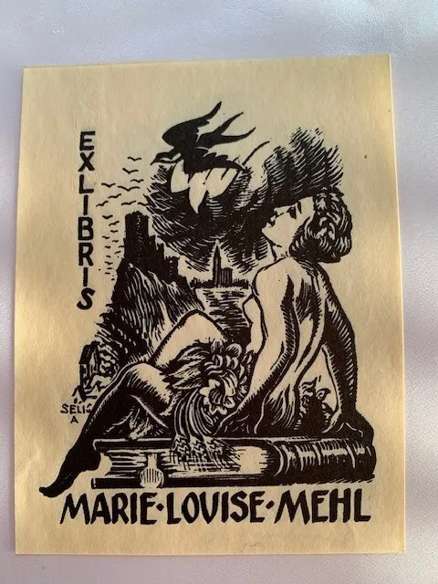 Alfred SELIG Ex-Libris for Marie-Louise MEHL, 115 x 92mm, 20th, Black
