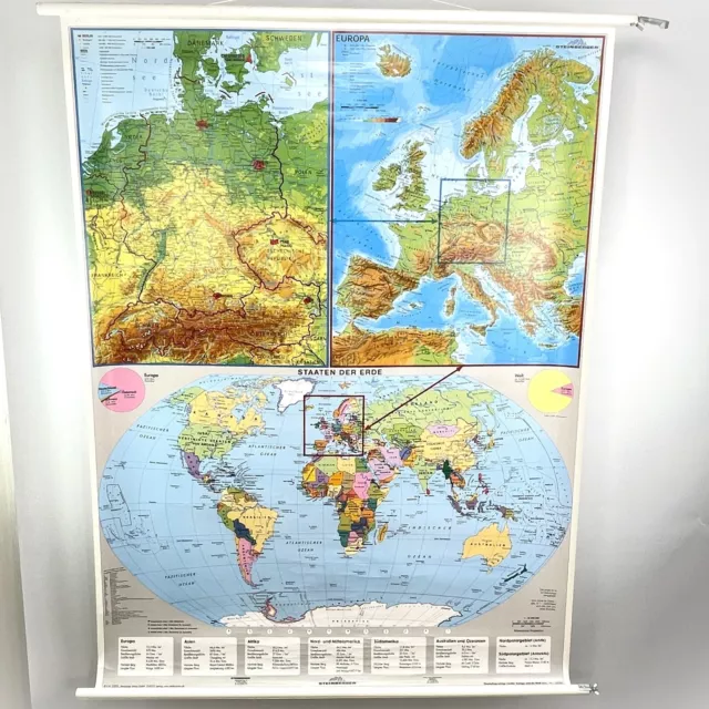 Deutschsprachige Länder Europa Rollkarte Schulwandkarte Lehrtafel 127x153cm #148