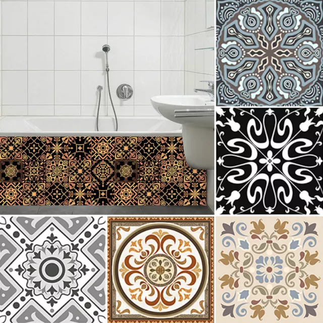 10Pcs Tiles Moroccan Self Adhesive Floor Wall Mosaic Stick on Kitchen / Bathroom