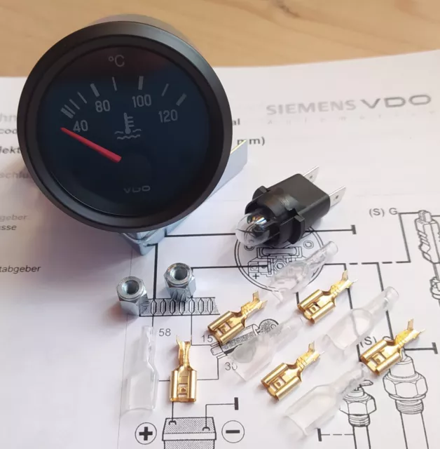 VDO Cockpit International Kühlwassertemperaturanzeige 40-120°C 12V 52mm VW Opel