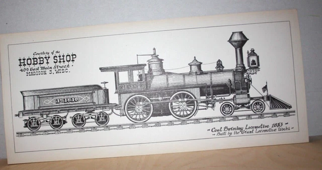 Print Coal Burning Locomotive 1873 Courtesy of the Hobby Shop Madison WI