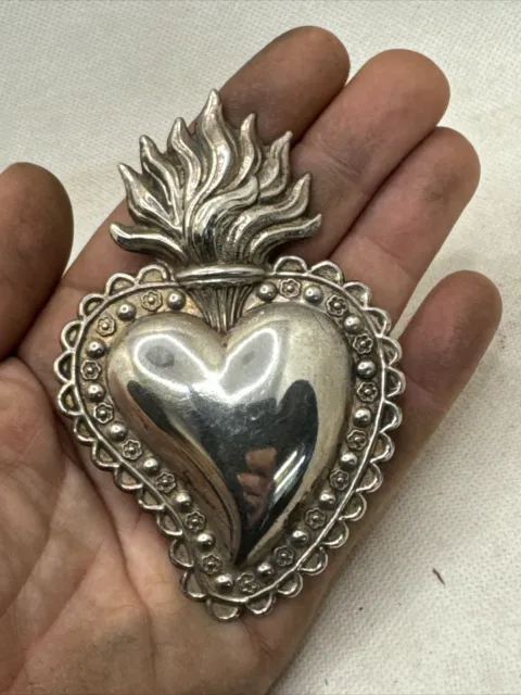 Ex Sharp Vintage Heart Sacred Love Sacred Filgree Chasing 7x10, 5 CM Art Craft