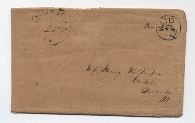 1854 Snow Hill MD stampless cover with letter paid 3 in circle rate [6393.95]