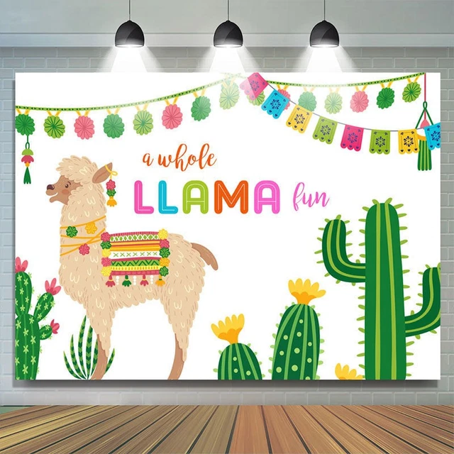 Lama-Party Hintergrund „A Whole Llama Fun“ – Bunt, Groß & Wiederverwendbar | Für Geburtstag, Baby-Shower & Fiesta