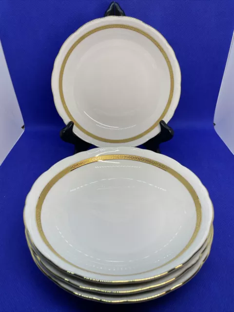 Schirnding Fine China Soup Salad Bowls, Gold Leaf Trim Bavaria Set 4 Mint